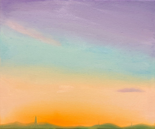 遠く霞む、冬の夕暮れ